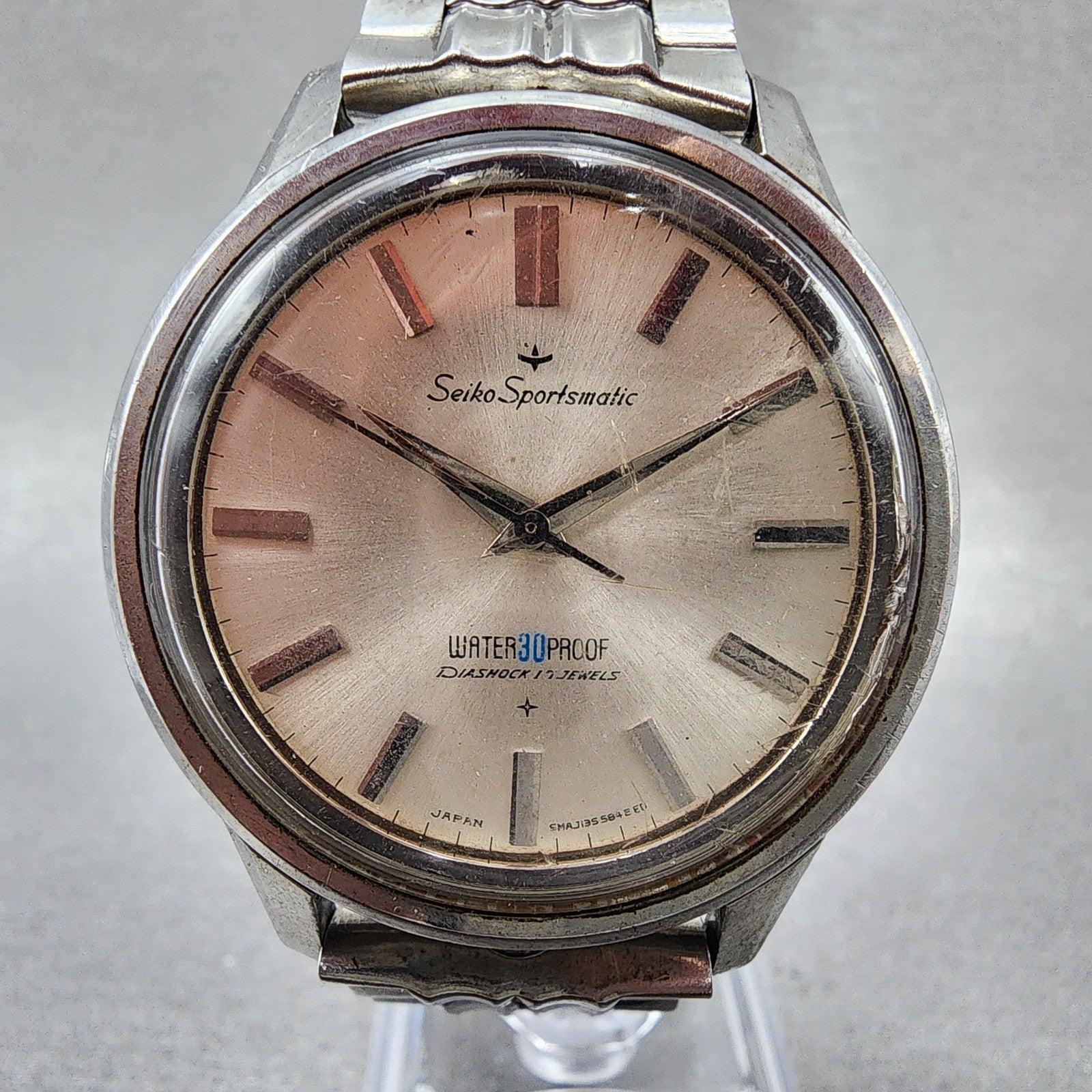 Seiko Sports Matic Watch Men 36mm Silver Dial Silver Tone J13058 PARTS2
