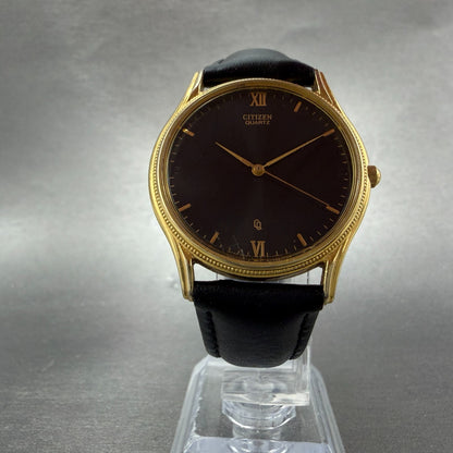 Citizen Watch Men 34mm Black Dial Gold Tone Round 6031-S32984 New Battery5