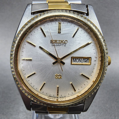 Seiko Sq Watch Men 36mm White Dial Two Tone Daydate Round  5y238a69 New Battery1