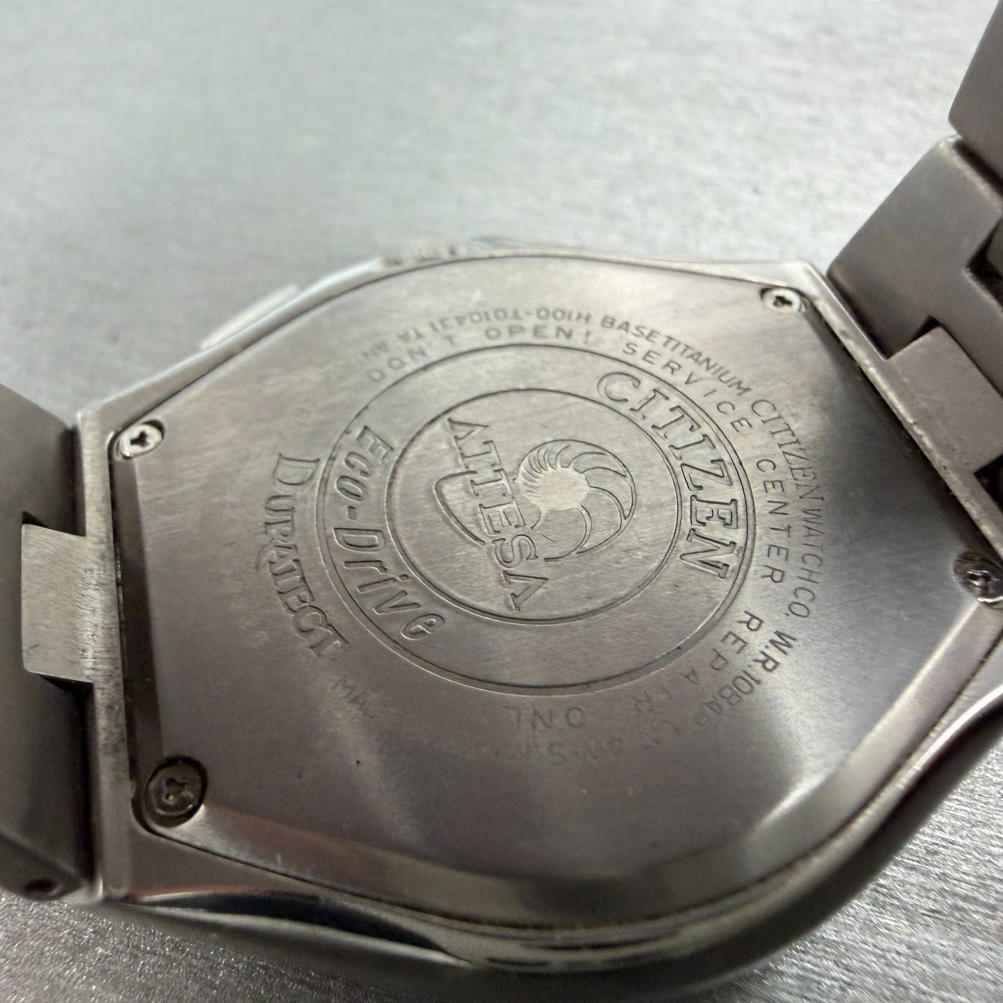 Citizen Eco-Drive Attesa Watch Men 37mm Cream Dial Titanium Atomic Daydate READ!10