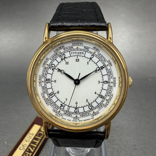 Citizen Watch Unisex 32mm White Dial Gold Tone Round 6030-S05910 New Batt NOS AK0