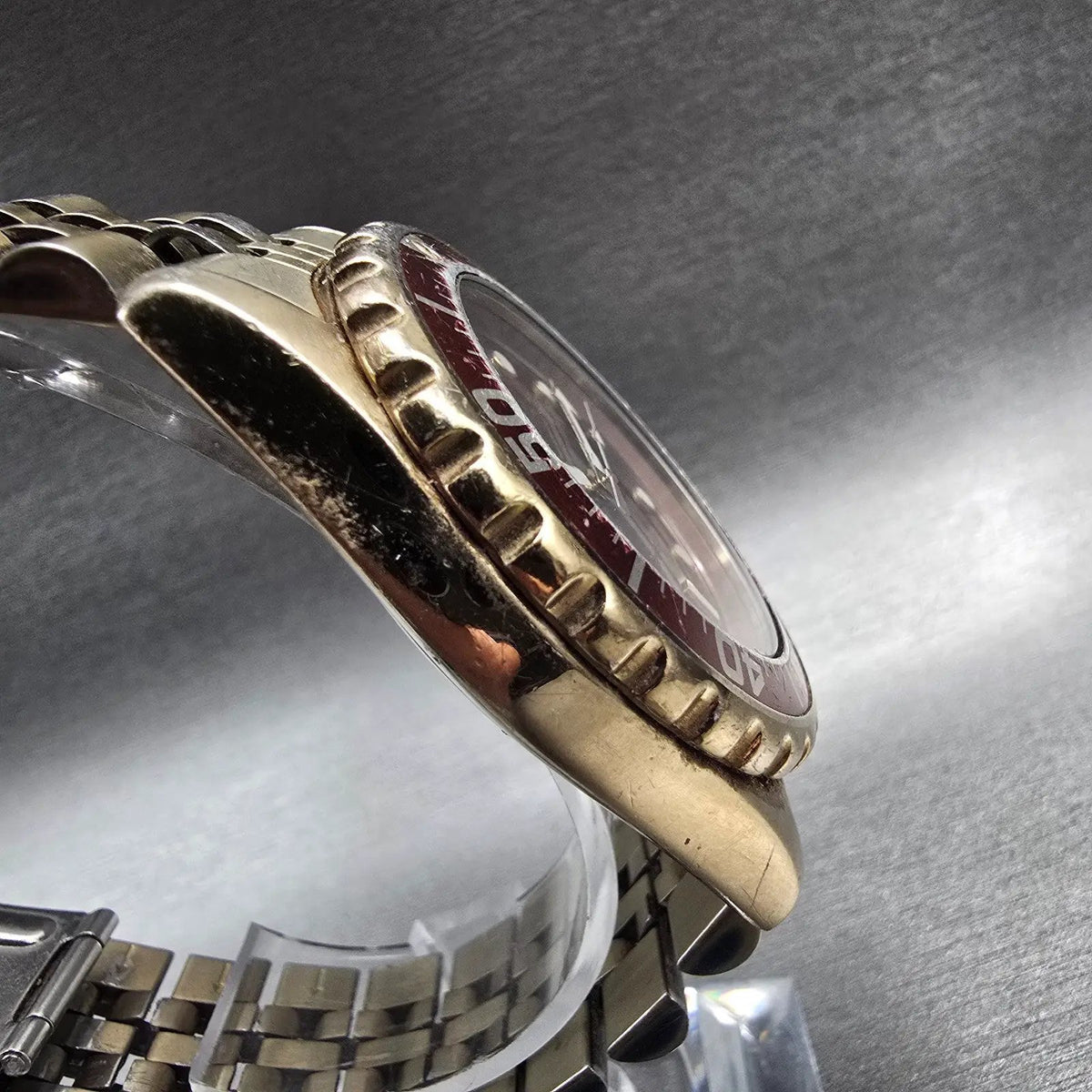 Seiko Diver Watch Men 41mm Red Dial Gold Daydate Round 7N36-6A39 New Battery3