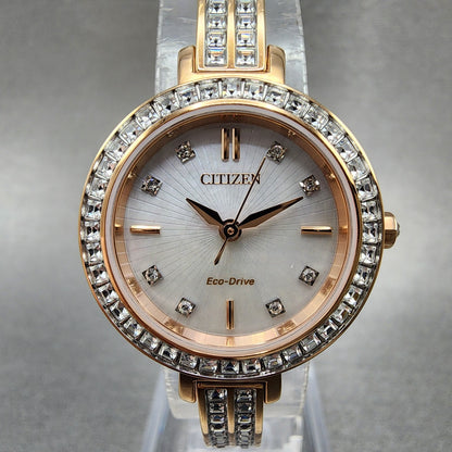 Citizen EcoDrive Silhouette Crystal Watch Women 25mm MOP Dial Rose Gold Tone1