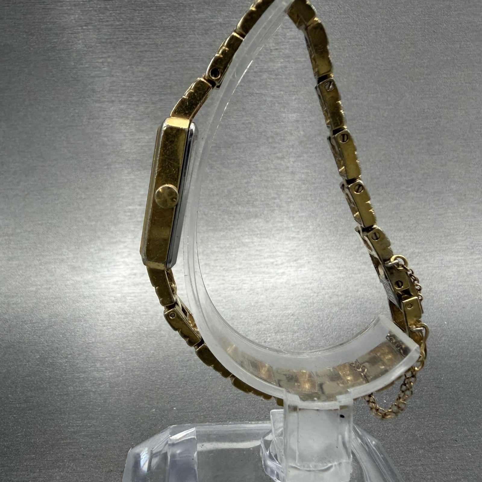 Seiko Tank Watch Women 13mm Black Dial Gold Tone Rectangle 13205249 New Battery6