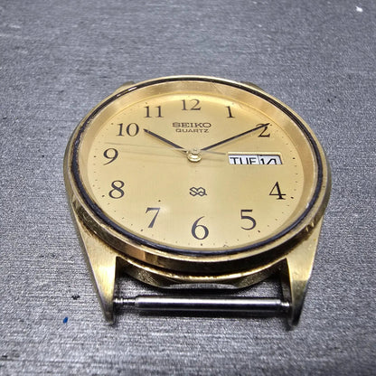 Seiko SQ Watch Men 34mm Champagne Dial Gold Tone Daydate 8123A PARTS NO BACK3