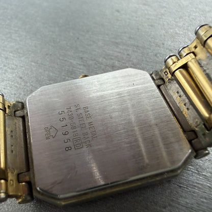 Seiko Tank Watch Men 25mm Champagne Dial Gold Tone 7430-5819 New Battery Vintage9