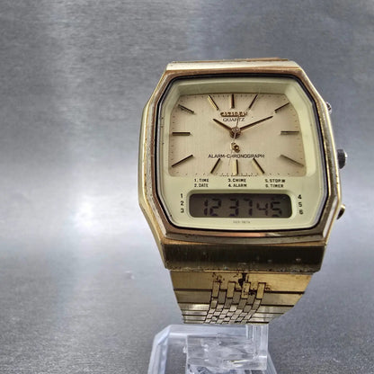 Citizen Analog Digital Watch Men 33mm Champagne Dial Gold 4-082184 PARTS VTG6