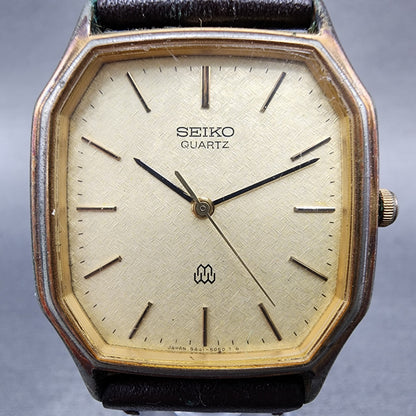 Seiko Watch Men 31mm Champagne Dial Gold Tone Octagon 94415040 New Battery1