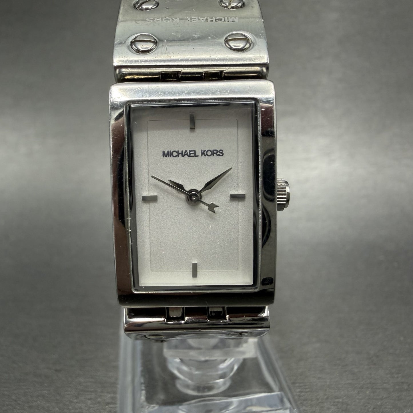 Michael Kors Darci watch Women 18mm Silver Dial Steel Rectangle MK2129 New Batt0