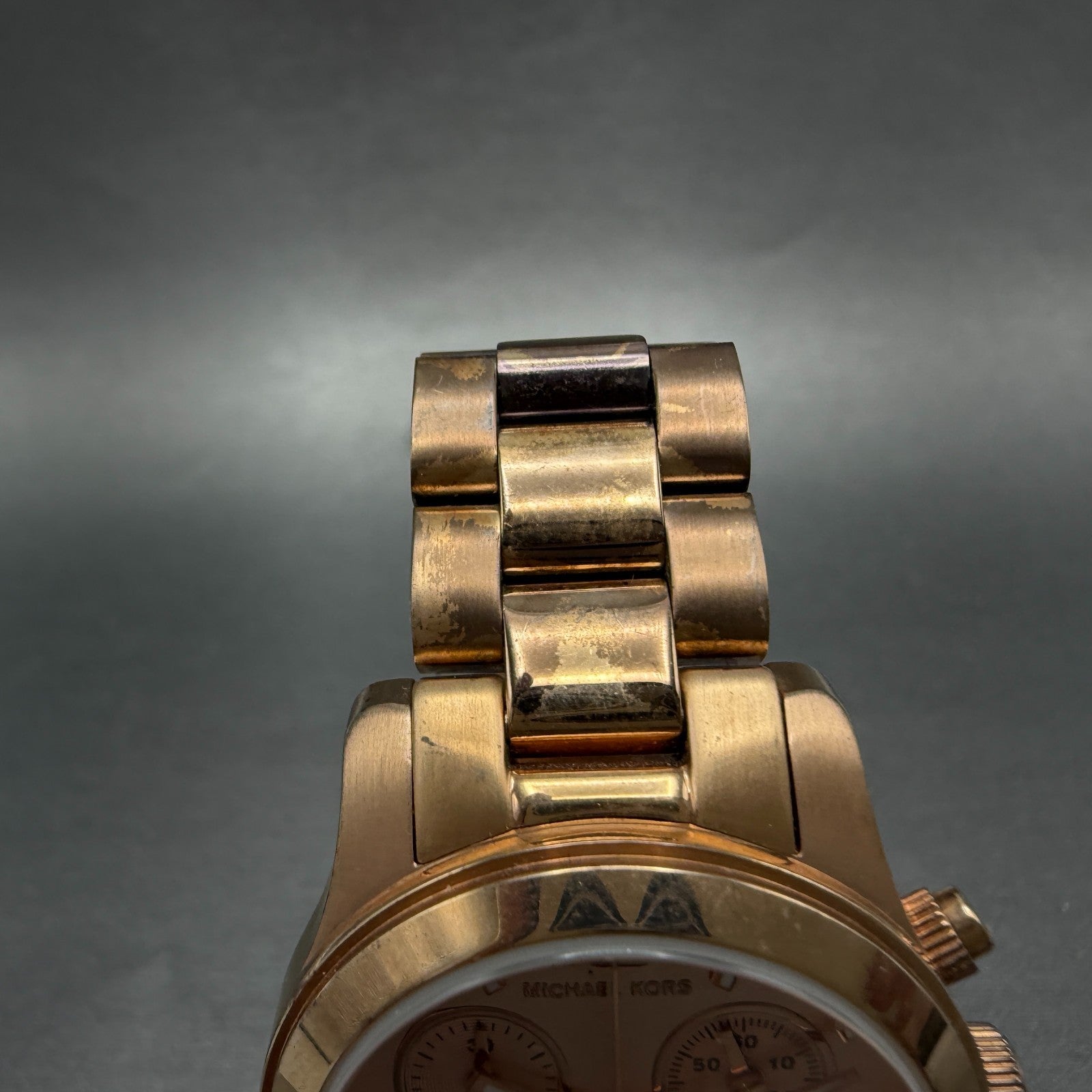 Michael Kors Runway Chronograph Watch Women 33mm Rose Dial Rose Gold Tone NewBat4