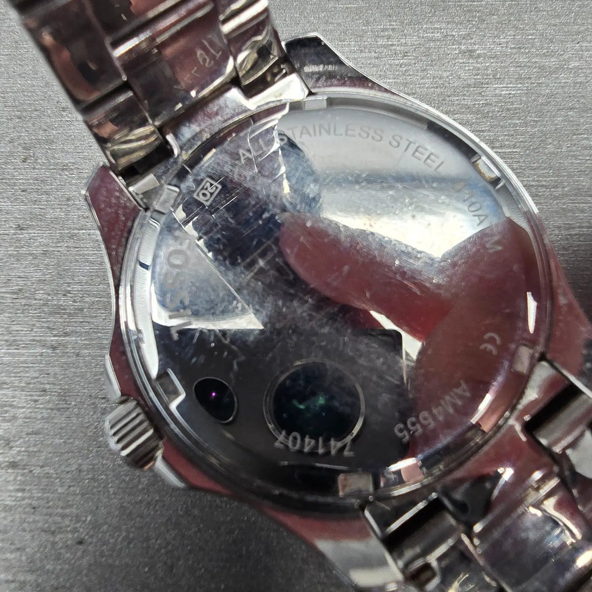 Fossil Cecile Watch Women 40mm Purple Dial Silver Tone Daydate AM4555 New Batt10