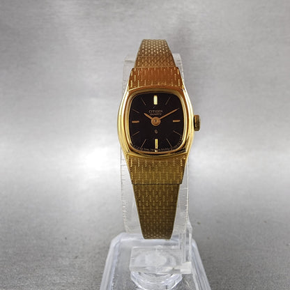 Citizen CQ Watch Women 16mm Black Dial Gold Tone 3220899849 New Battery5