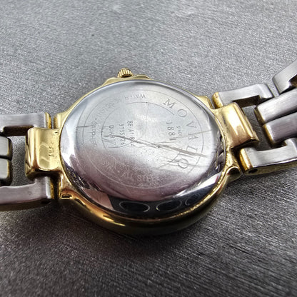 Movado Watch Women 26mm Black Dial Gold Tone Round 88-A1-844 New Battery9