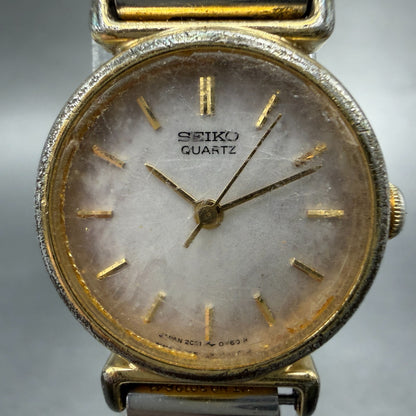 Seiko Watch Women 21mm Silver Dial Gold Tone Round 2C21-0100 New Battery Vintage1