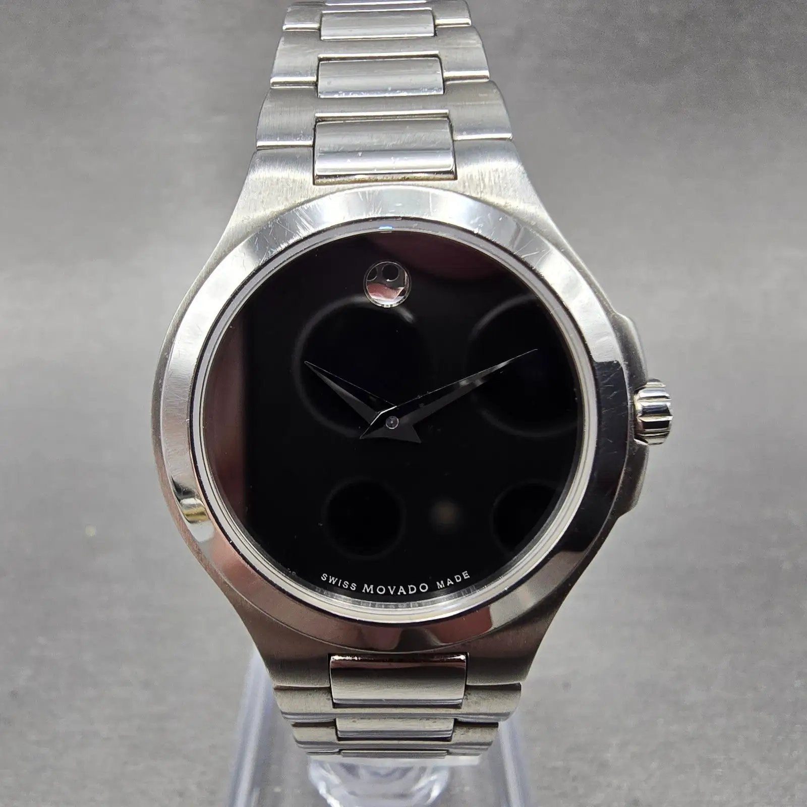 Movado Museum Watch Women 28mm Black Dial Silver Tone 01.3.14.1033 New Battery0