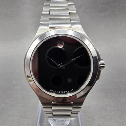Movado Museum Watch Women 28mm Black Dial Silver Tone 01.3.14.1033 New Battery0