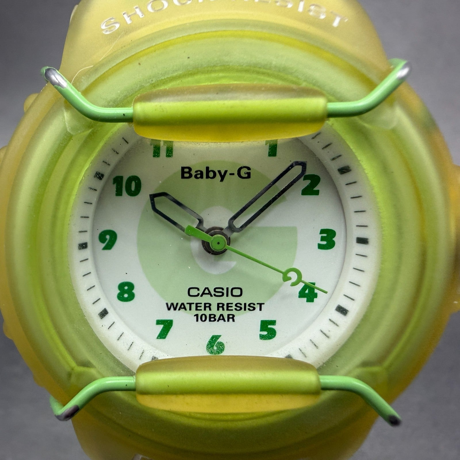 Casio Baby-G BG-10 Watch Women 39mm White Dial Green Tone Round New Battery1