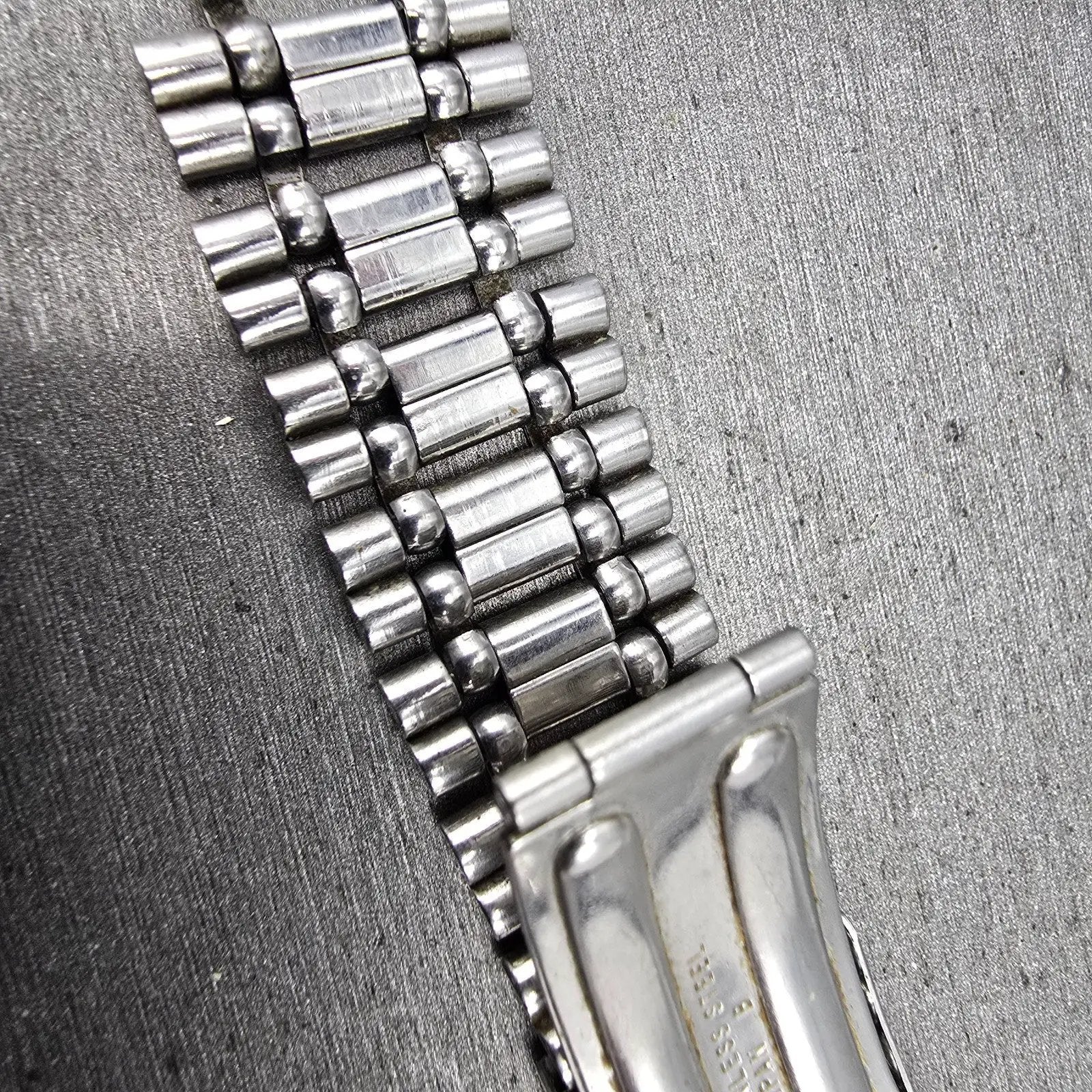 Seiko Bracelet 17mm Stainless Steel Silver Tone Tri Folding Clasp VTG Japan12