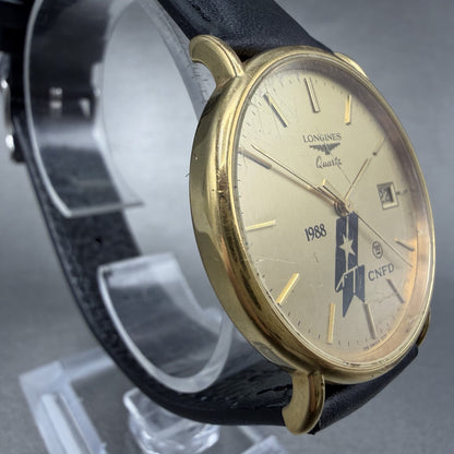 Longines Watch Men 33mm Gold Dial Gold Tone Date Round 7231 156 New Battery3
