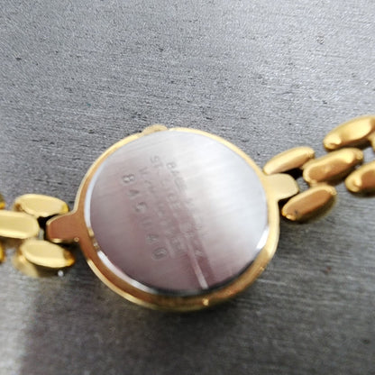 Seiko Watch Women 18mm Black Dial Gold Tone Round 1F200A29 New Battery VTG9