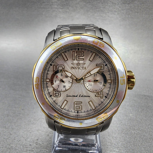 Invicta Pro Diver Watch Women 38mm White Dial Two Tone Daydate Round New Battery0