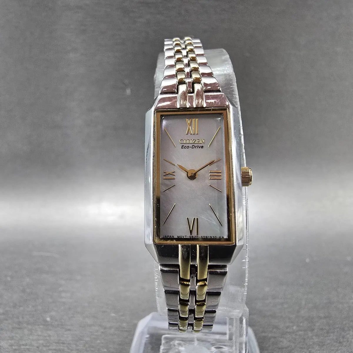 Citizen Eco-Drive Tank Watch Women 15mm MOP Dial Two Tone EG2694-59D Runs JP5