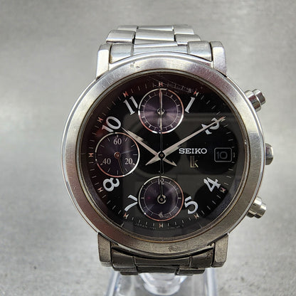 Seiko Lukia Chronograph Watch Women 34mm Black Dial Silver Tone Date New Battery1