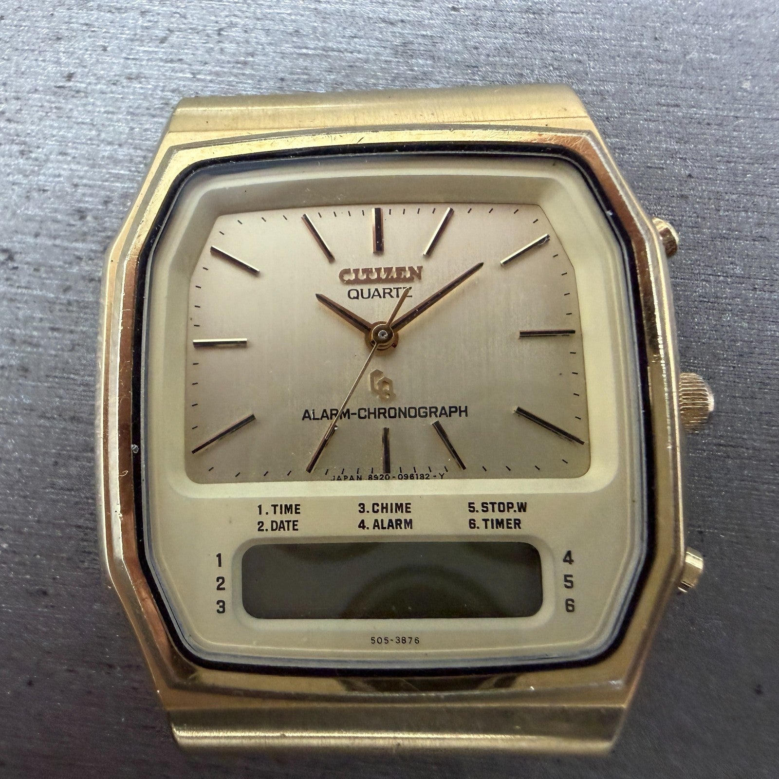 Citizen Analog Digital Watch Men 33mm Champagne Dial Gold Tone 4-082184 PARTS2