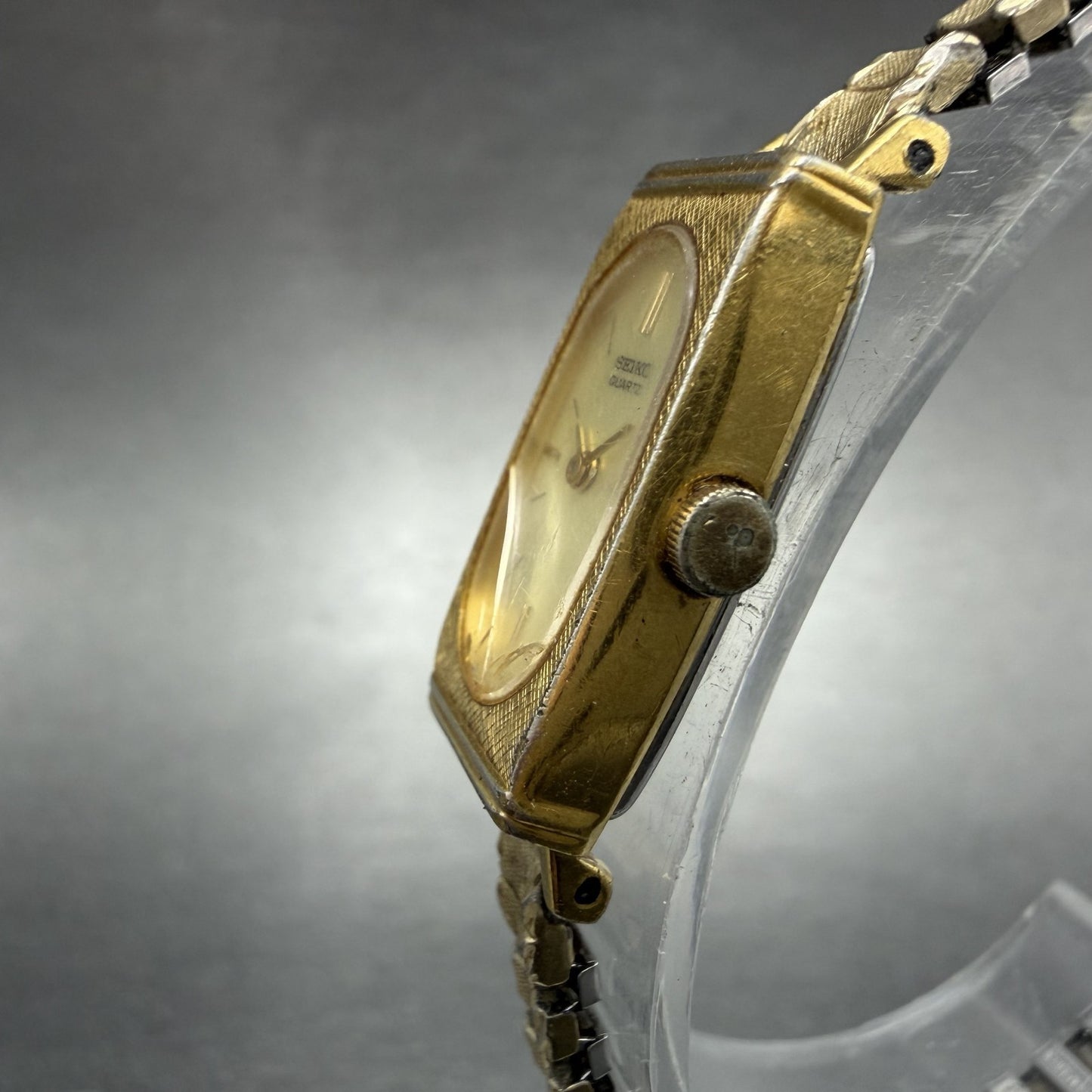 Seiko Tank Watch Women 13mm Champagne Dial Gold Tone 1320-6069 New Battery2