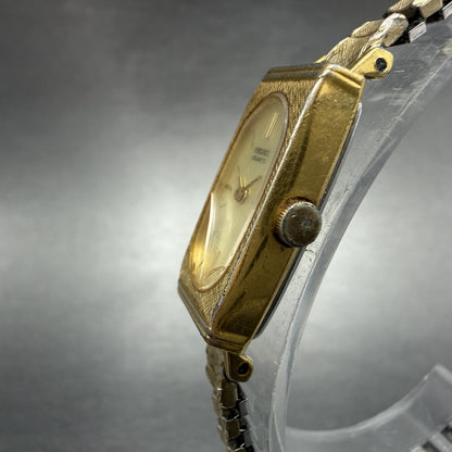 Seiko Tank Watch Women 13mm Champagne Dial Gold Tone 1320-6069 New Battery2