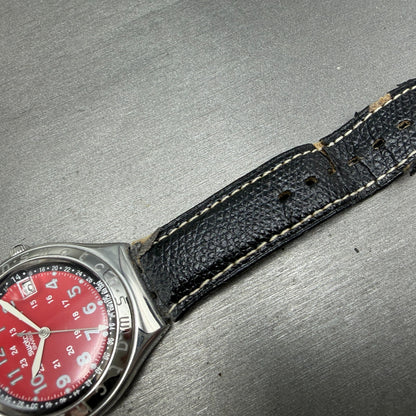 Swatch Irony Happy Joe Red Watch Men 38mm Red Dial Steel Date Round New Battery7