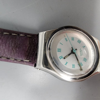 Vintage Swatch Malpensa Watch Women Silver Tone White Dial LX109 New Battery