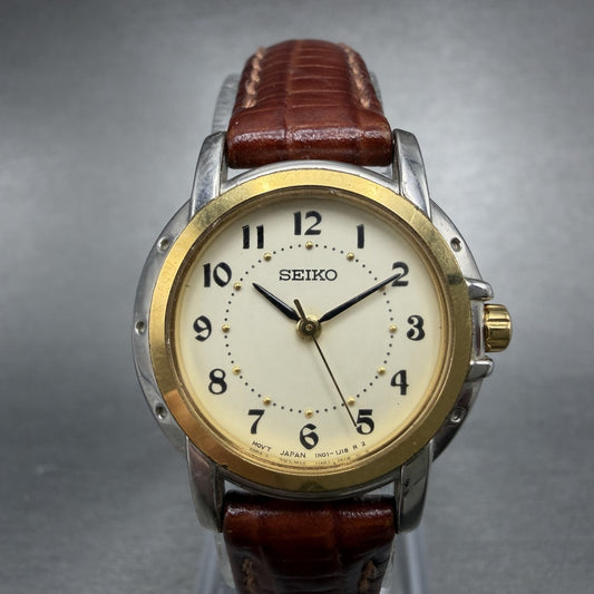 Seiko Watch Women 25mm Silver Dial Two Tone Round 1n01-0j09 New Battery0