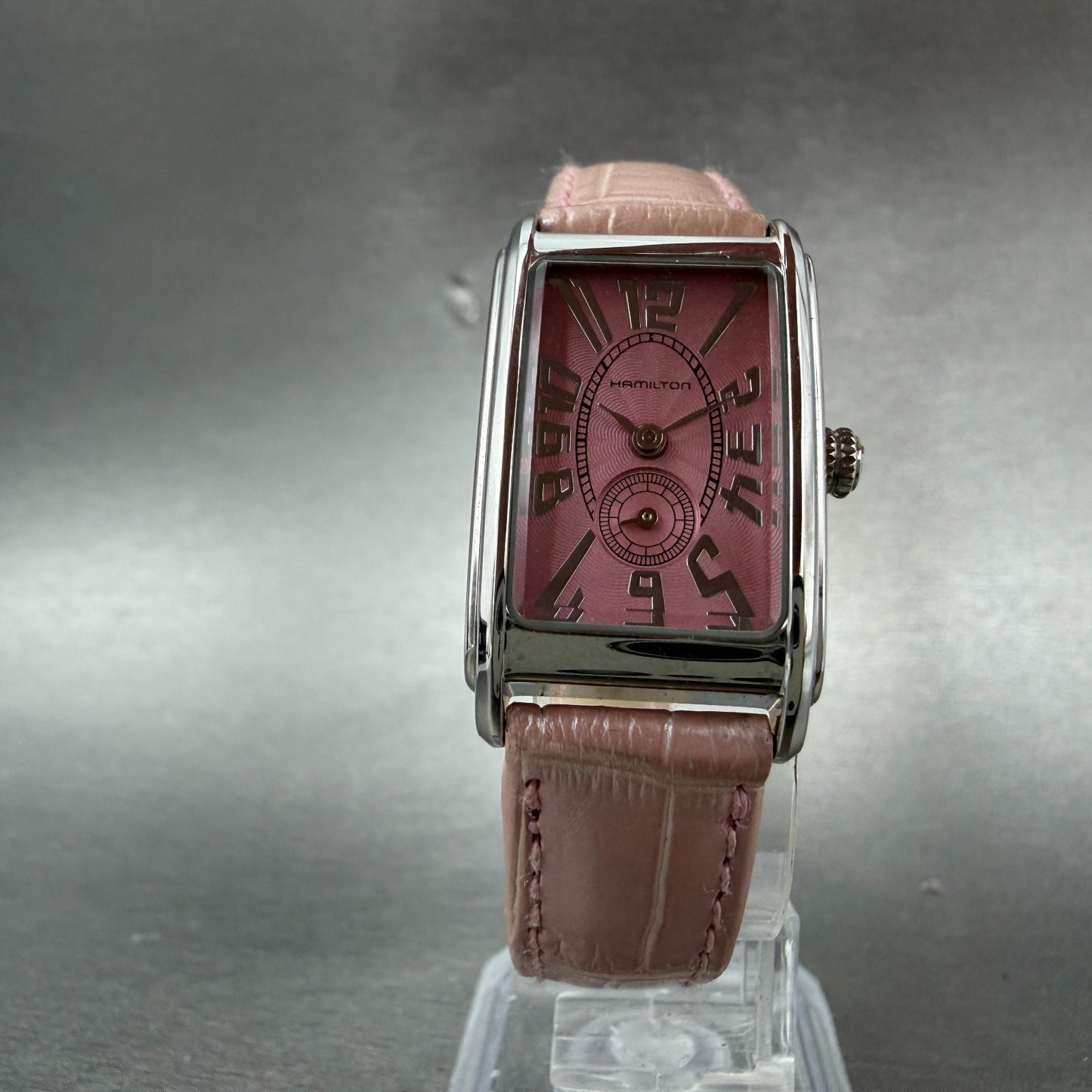 Hamilton Ardmore Watch Women 19mm Pink Dial Steel Rectangle H112110 New Battery6