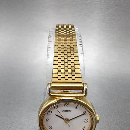 Seiko Watch Women 22mm White Dial Gold Tone Round 4n21-0052 New Battery