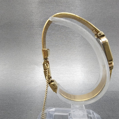 Seiko Tank Watch Women 13mm Champagne Dial Gold Tone 2e206019 New Battery8