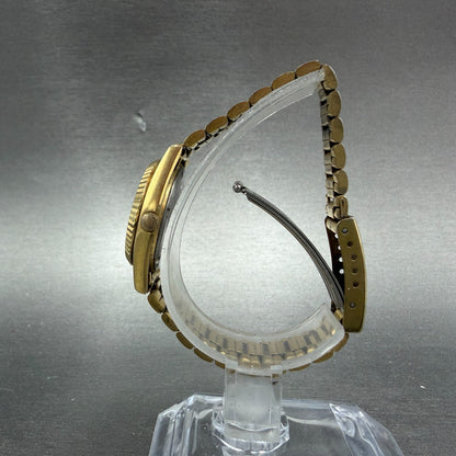 Seiko SQ Watch Women 24mm Champagne Dial Gold Tone Daydate 3e23-0a69 New Batt GJ6