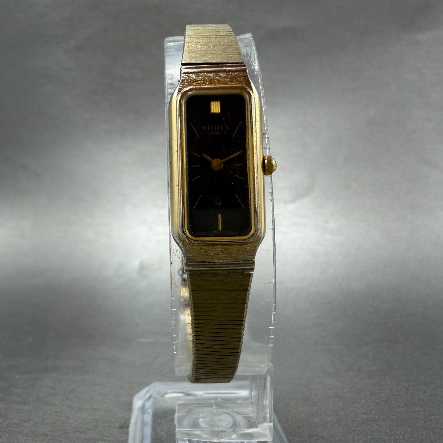 Citizen CQ Tank Watch Women 13mm Black Dial Gold Tone 2250-229932 New Battery5