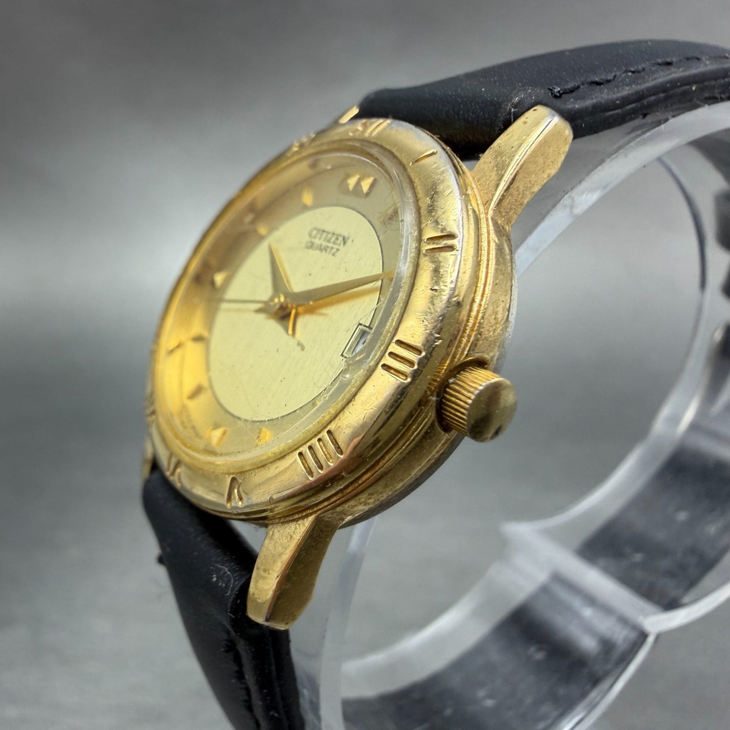 Citizen Watch Women 24mm Champagne Dial Gold Tone Date 6010-K06878 New Battery2