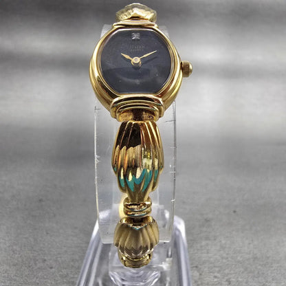 Citizen CQ Watch Women 16mm Black Dial Gold Tone Oval 3220-S29614 New Battery5
