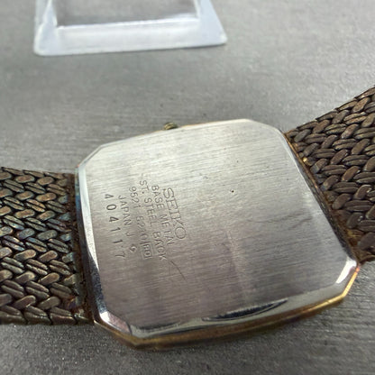 Seiko Dolce Tank Watch Men 27mm Champagne Dial Gold Tone 95215210 New Battery9
