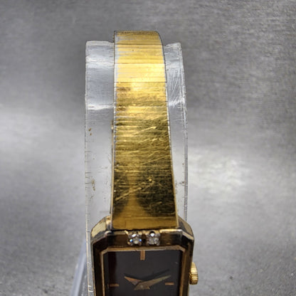 Seiko Tank Watch Women 14mm Brown Dial Gold Tone Rectangle 2e205099 New Battery4