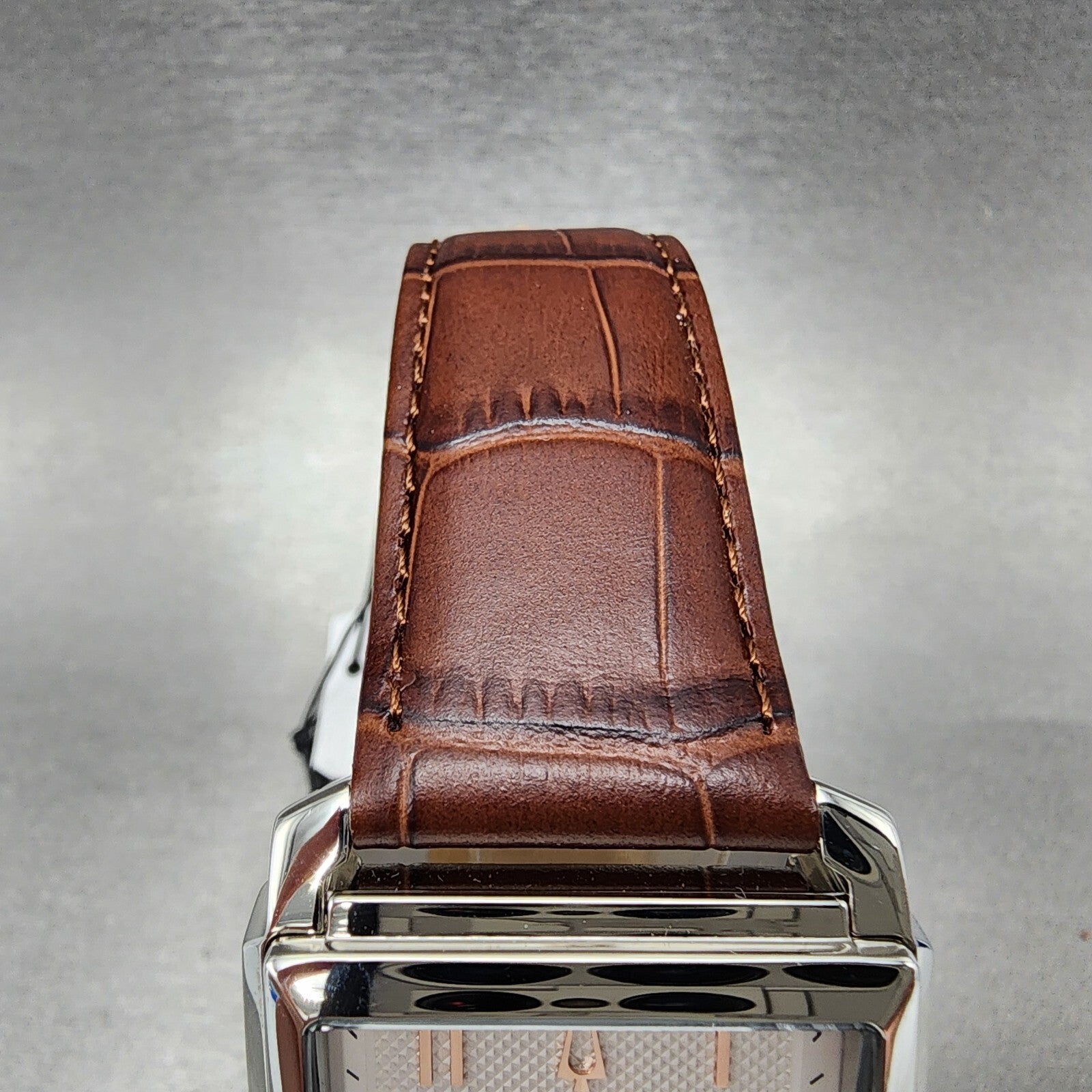 Bulova Sutton Tank Watch Men 33mm White Dial Steel Rectangle Automatic 96A2684