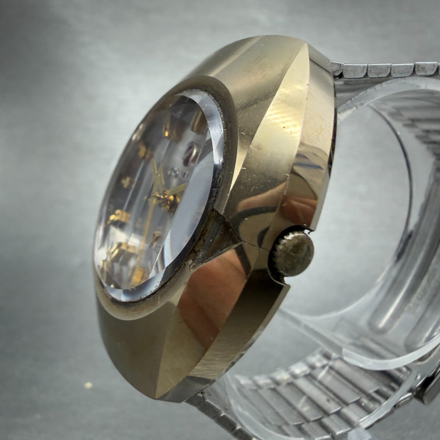 Rado Balboa V Watch Men 35mm Silver Dial Gold Tone Oval Date Automatic PARTS3