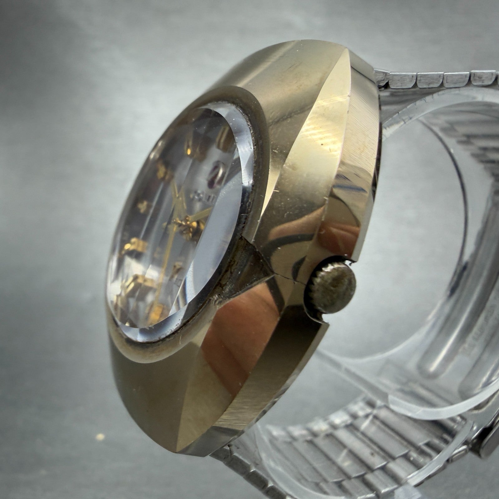 Rado Balboa V Watch Men 35mm Silver Dial Gold Tone Oval Date Automatic PARTS3