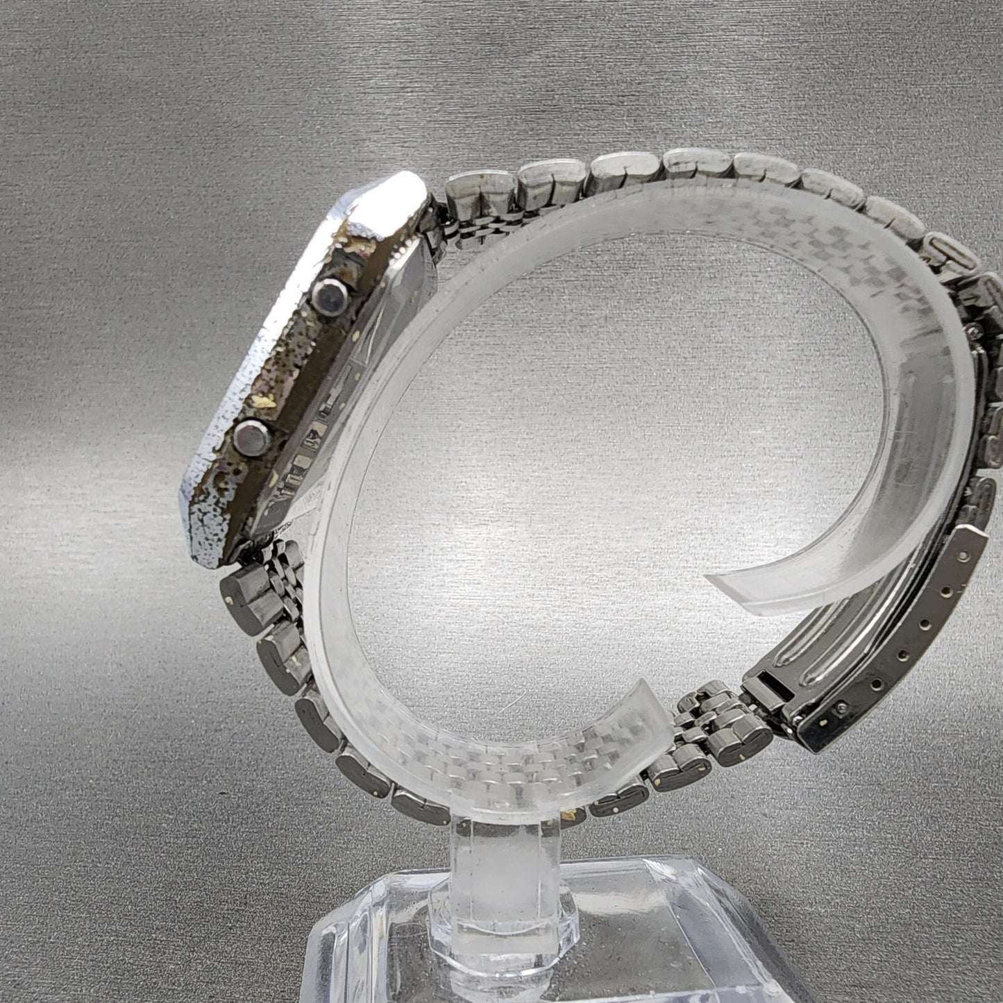 Seiko Digital Watch Men 33mm Alarm Chrono Steel Rectangle G757-4050 PARTS