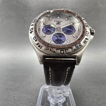 Fossil Blue Watch Men 40mm Silver & Blue Dial Steel Daydate BQ-8785 New Battery5