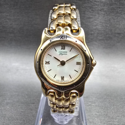 Citizen Elegance Watch Women 23mm MOP Dial Gold Round 5930-F91342 New Battery 780