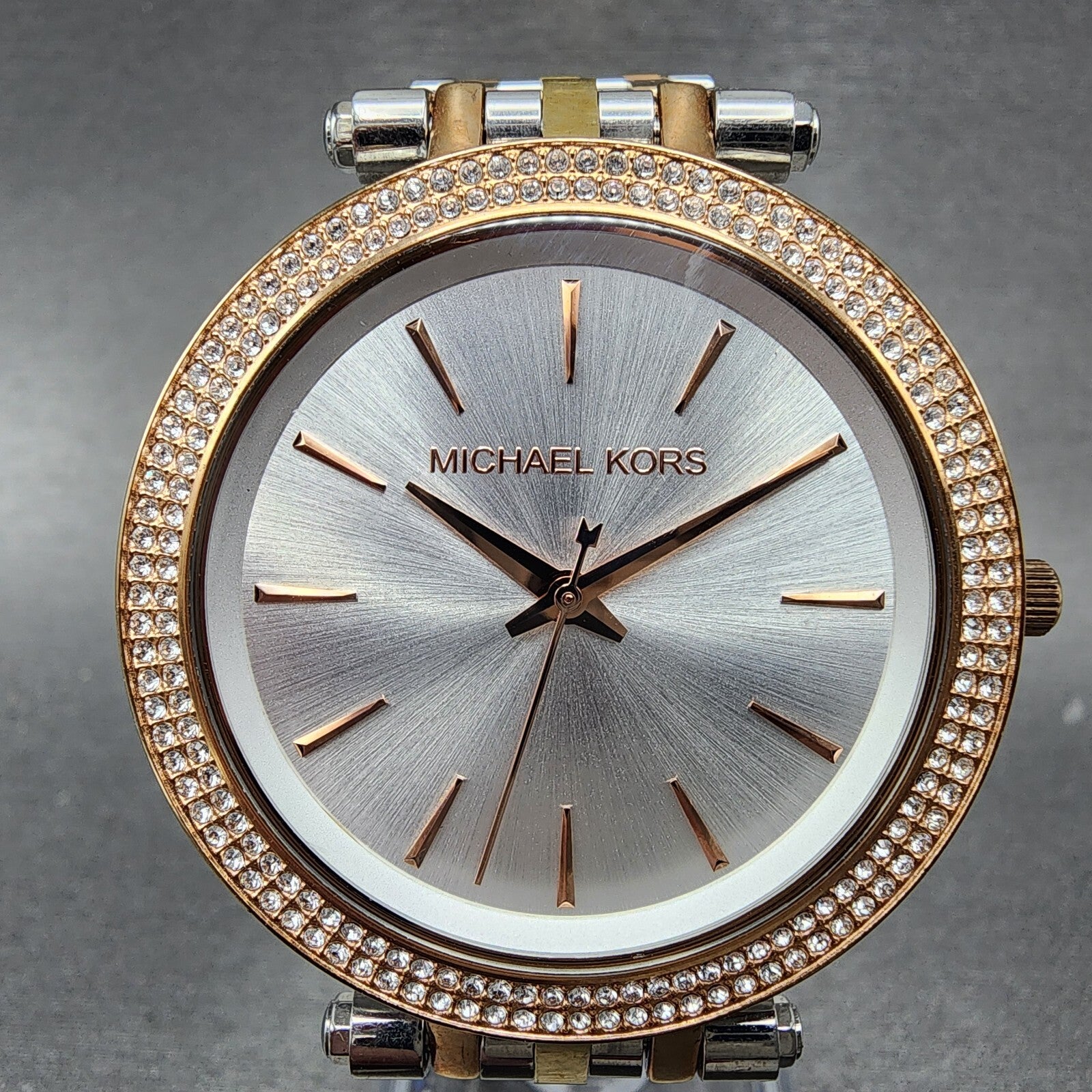 Michael Kors Darci Watch Women 39mm Silver Dial Two Tone Round MK3203 New Batt1