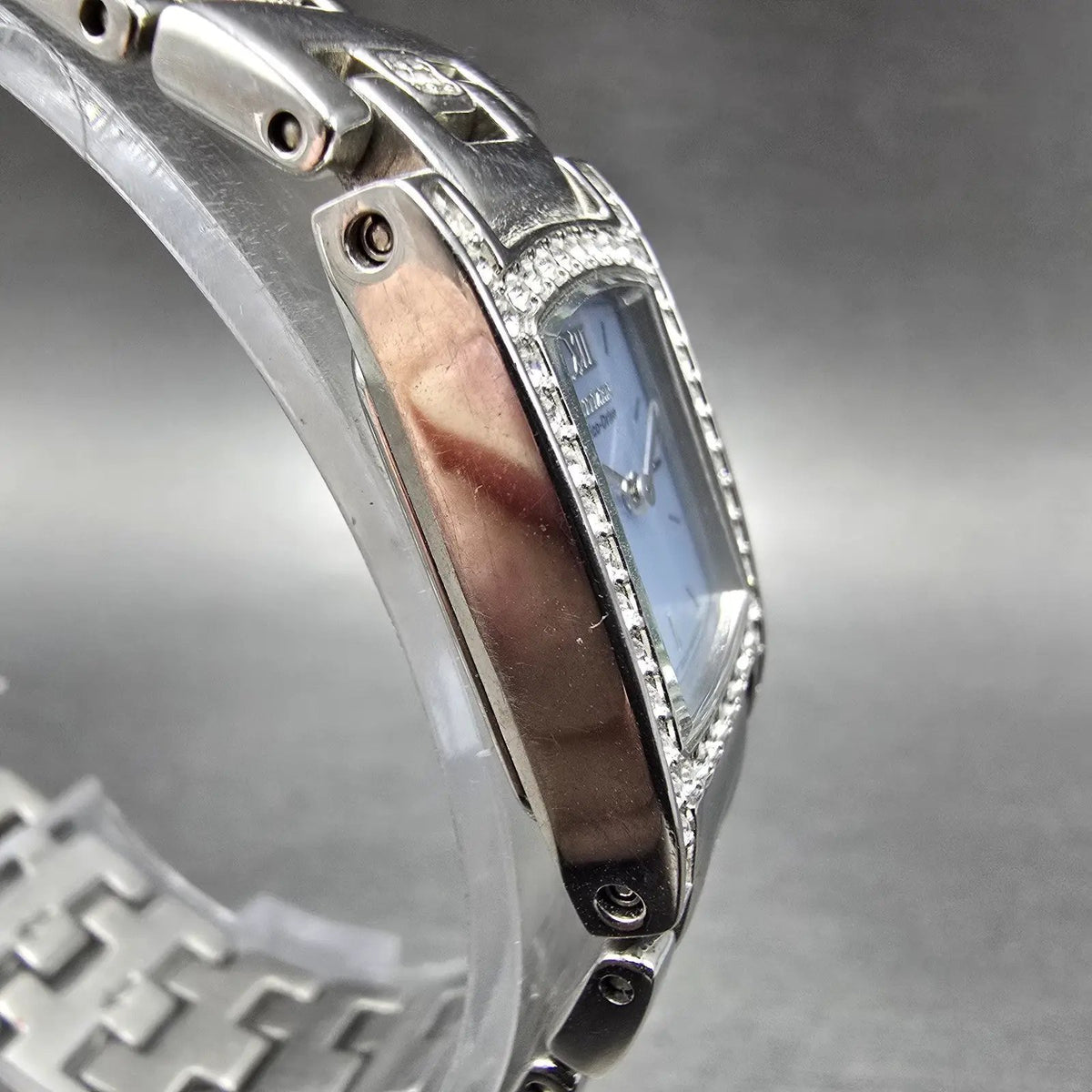 Citizen Eco-Drive Tank Watch Women 17mm MOP Dial Silver Crystal Bezel Runs JP3